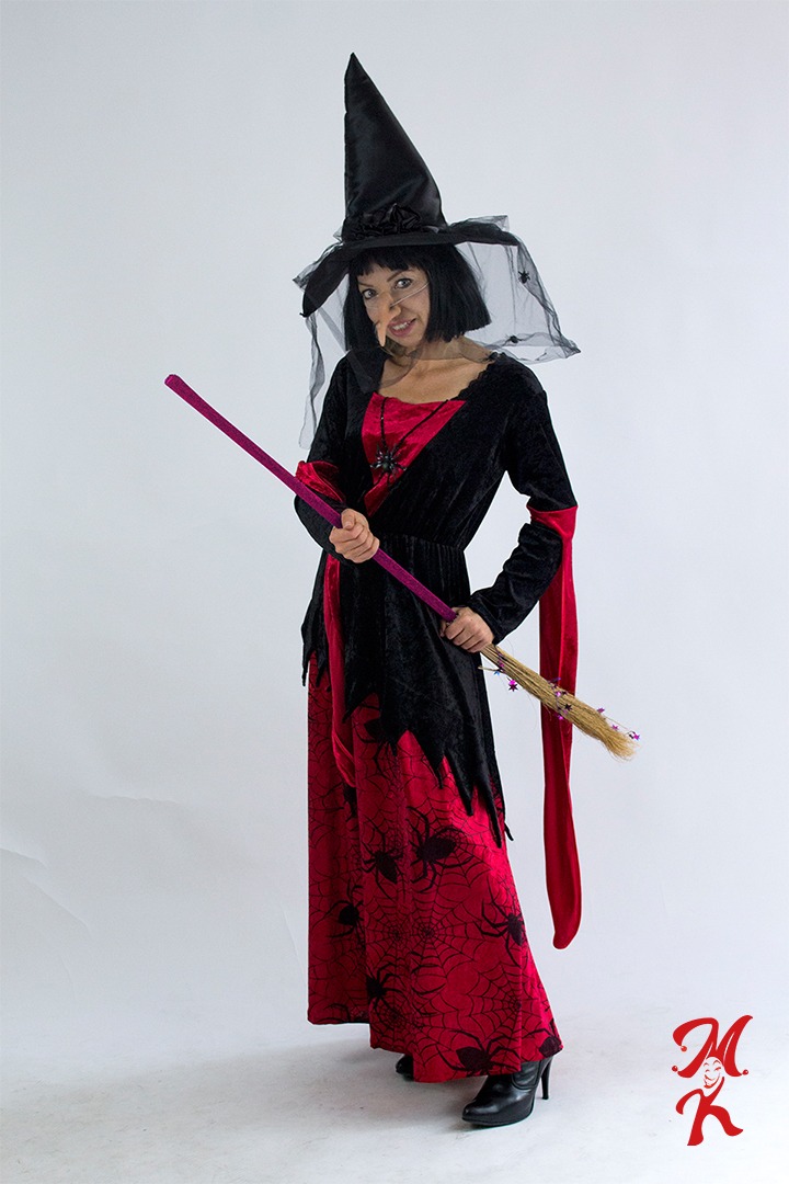 Stroje na Halloween Czerwona Czarownica - obrazek 2